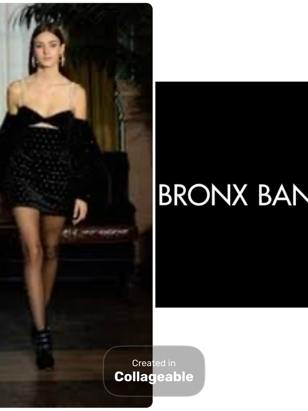 ‼️WOW‼️BRONX BANCO OFF the shoulder velvet mini Black Embellished dress NWT